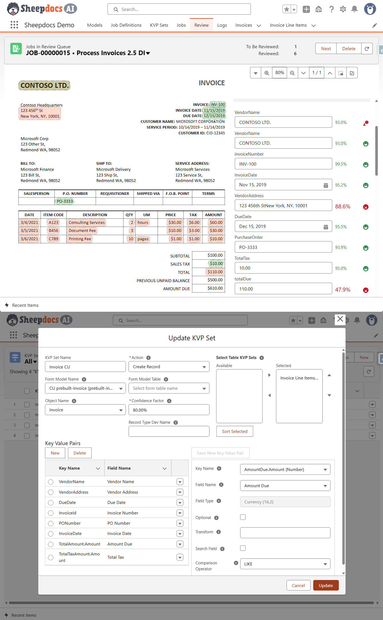 Screenshot of the Sheepdocs admin mapping interface in Salesforce